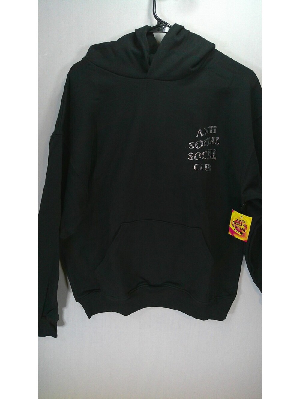 Anti Social Social Club Black Hoodie with Rhinestone Logo -